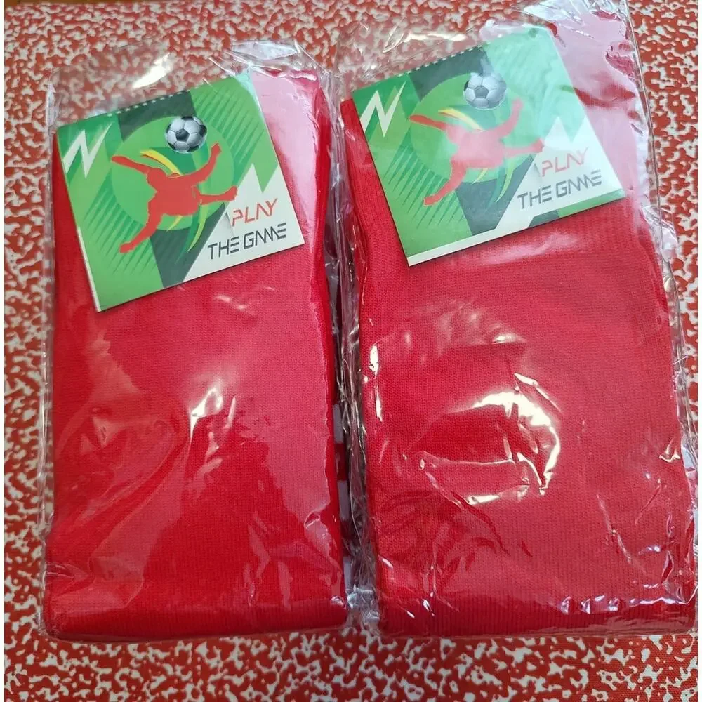 Play The Game Football/Soccer Socks Adult US 7-13 Red W/White Stripes Lot/2